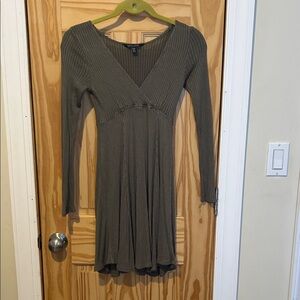 A&E Olive Long Sleeve Ribbed Dress